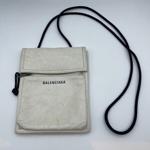 Balenciaga Agneau Arena small explorer crossbody bag pouch white leather